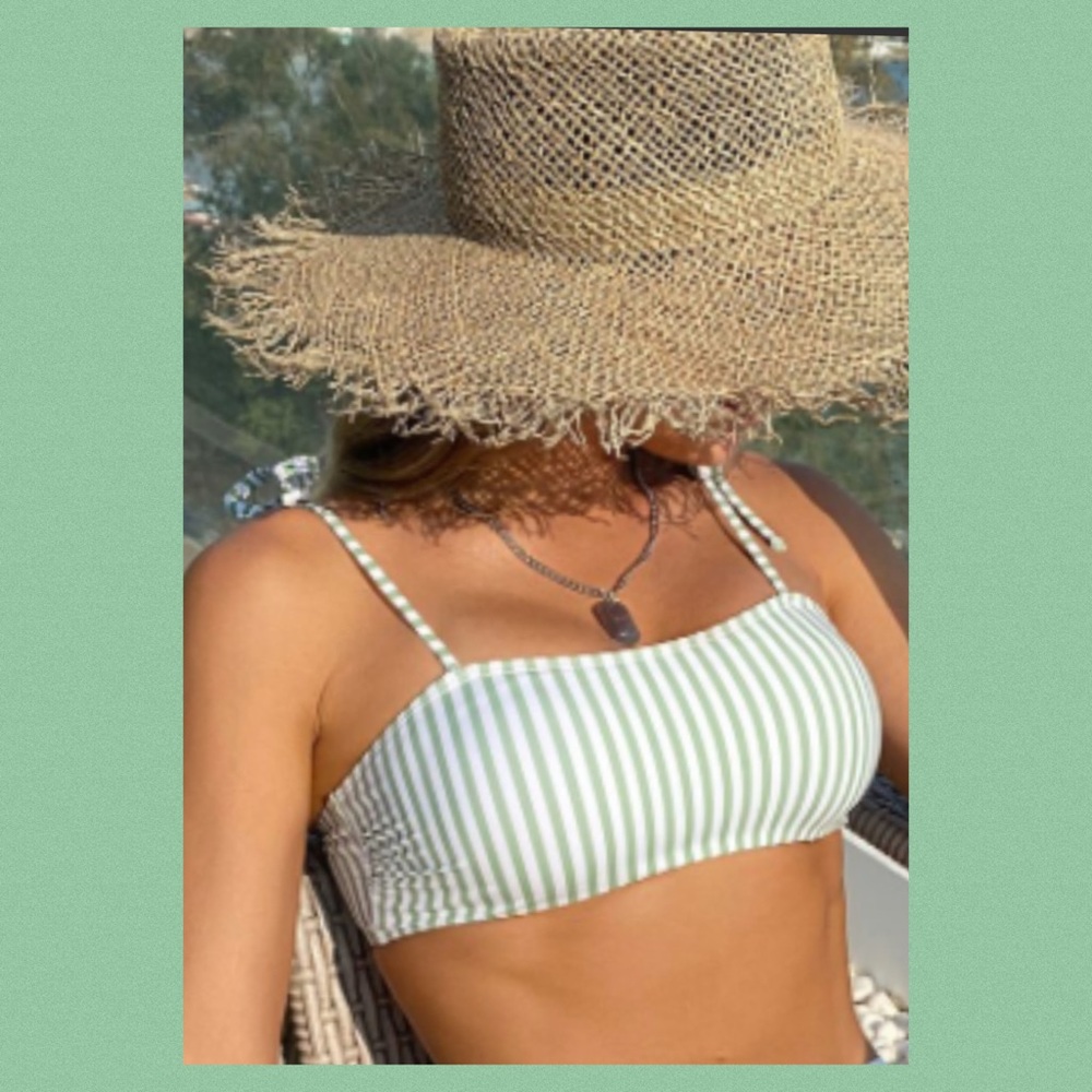 Green and White Striped Bikini Top.42